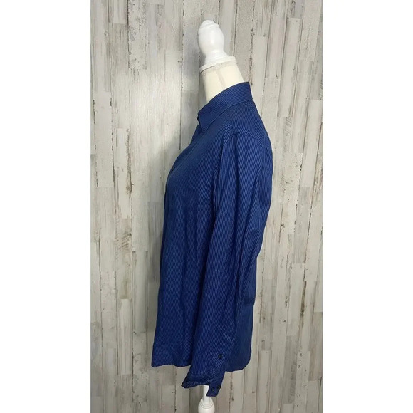 Ben Sherman Men's Tailored Slim Fit Striped Button-Up Shirt Blue‎ Size 15 - Picture 4 of 5